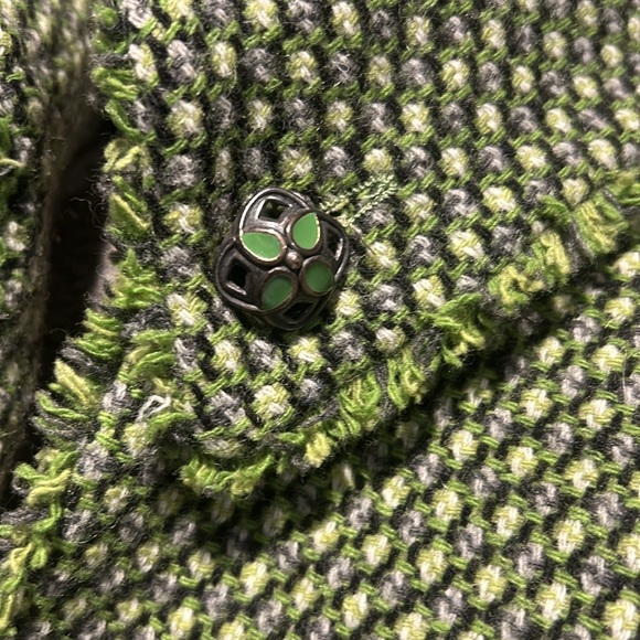 Bianca Lined Green Black Boucle Tweed Enameled Buttons US Sz 8 - Picture 2 of 8